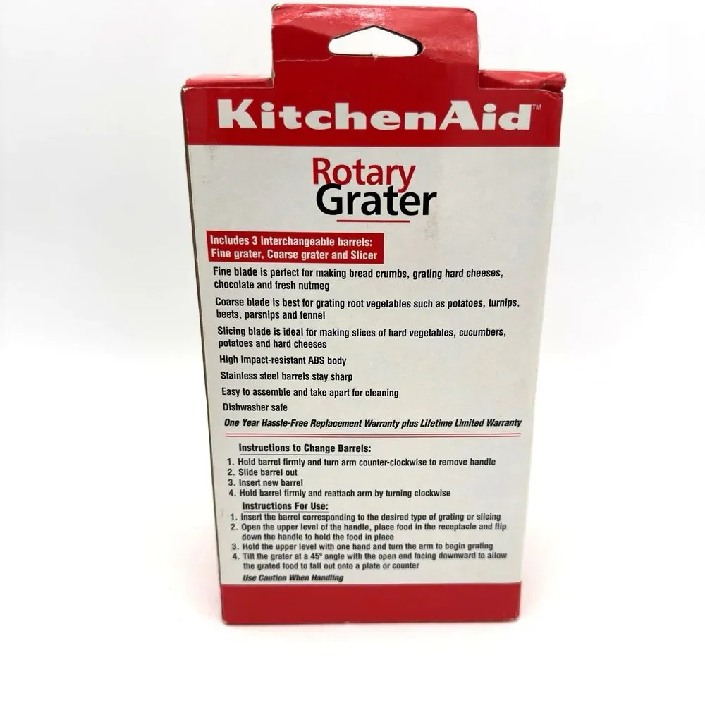 KITCHENAID Rotary Grater (3) Drums Black Manual Model KG301OB BRAND NEW